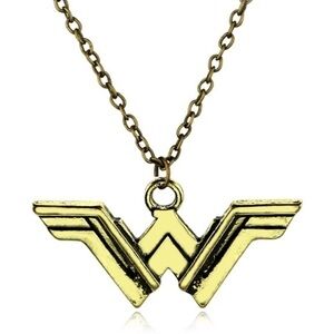Wonder Woman Logo Gold Pendant Necklace Dainty New